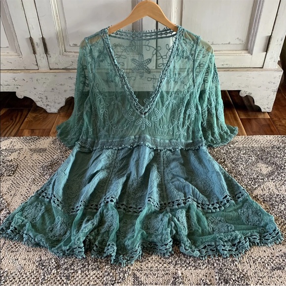 NEW! Boho Lace Crochet Folk Tunic Blouse Top Cover-Up - Picture 7 of 9